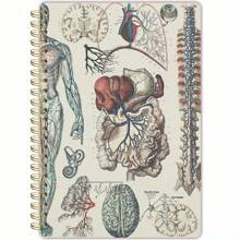 1 Stück Vintage Anatomie Spiralnotizbuch mit menschlichen Gefäßen - für Medizinstudenten, Krankenschwestern und Naturwissenschaftsenthusiasten - einzigartiges Krankenpflege-Abschlussgeschenk, einzigartiges Design, Titelbild mit Bildungsmotiv, Schulmaterial, Schulanfang