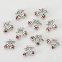 3 pièces d'accessoires semi-finis en DIY faits à la main : pendentif cerise de petite taille, plaqué cuivre 18 carats avec zircone rouge. Utilisables pour fabriquer des boucles d'oreilles, colliers et pendentifs