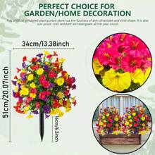 NKEN Ghirlandă Real Touch Morning Glory - Flori artificiale rezistente la UV cu frunze de eucalipt și țăruș de pământ, decor de primăvară pentru nuntă/verandă/balcon (1 buc.)