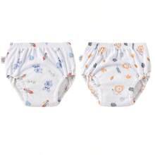 4 pièces Culottes de propreté pour garçons et filles, sous-vêtements d'entraînement conçus, couches d'apprentissage en tissu pour bébé, couches lavables et réutilisables, couches à poche respirantes et imperméables, en matière de polyester, convient aux bébés garçons et filles - Conception d'impression creuse