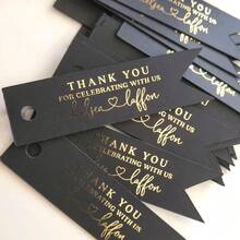 50pcs Customized Wedding Labels, Gold Name Labels, Personalized Wedding Thank You Labels Pre-Punched,Art Activities For Children - Black - View 5