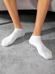 1/5/10 Pairs Unisex Sports Socks, White Ankle Socks, Moisture Wicking Breathable For Tennis, Badminton, Running, Daily Wear