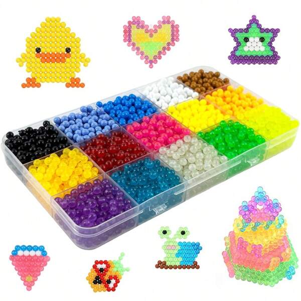 Nachfüllpack mit 1500 Stück, 15 leuchtendfarbige Perlen, magische Wasser-Sprühperlen, Lernspielzeug, Basteln für Jungen & Mädchen, ideales Geschenk für Kinder ab 3 Jahren und Hobby-Bastler