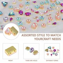 1包130/100/50颗金色缝制水钻，混合形状金属爪缝制玻璃宝石，水钻饰品 - 摩卡色混款 - 查看 3