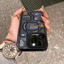 1pc Cool Punk Mechanical Chip Design Soft Phone Case, Shockproof Compatible With IPhone Apple 16 Pro Max/16/16 Pro/16 Plus/15/15 Pro Max/15 Pro/15Plus/14/14 Pro/14 Pro Max/14Plus