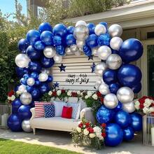 136件套海军蓝银色气球拱门套装 - 皇家蓝气球、蓝银色气球（5/10/12/18英寸），适用于2025年毕业典礼、婚礼背景、新年派对和婴儿派对装饰 - 畅销气球拱门，适用于生日、圣诞节、周年纪念日和性别揭晓派对 - 退休生日派对装饰 - 彩色 - 查看 5