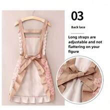 1 件帆布花卉手擦围裙，厨房家用烹饪防油防污围裙，烹饪围裙，配有可调节腰带和手擦设计，由透气面料制成，可爱的花卉围裙，适用于厨房和浴室，家居用品 - 彩色 - 查看 9