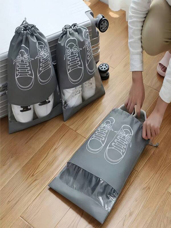 10 sacs à chaussures en polyester avec fenêtres transparentes - sacs de rangement pour chaussures respirants et anti-poussière pour le transport et la protection du bagage