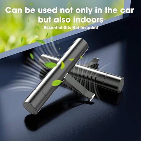 2 مشبك هواء سيارة عصري مزود بعصا بخور - زخرفة معدنية أنيقة لمنتشر العطور، معطر السيارة، تعزيز الجو الداخلي، يأتي مع عصي بخور مجانية، اكسسوارات عطور | تصميم مشبك أنيق | سطح معدني، ديكور السيارة، لا يتطلب بطاريات