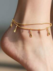 Elegant & Minimalist European Style Women's Fish Design Anklet, 24K Gold Plated Adjustable Bohemian Bead Anklet, Hawaiian Foot Jewelry Gift