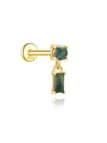 1 Stück Natürlicher Moos-Achat Ohrringe für Frauen|925 Sterling Silber Hypoallergen Schmuck|Vintage leichtgewichtige flache Knorpelohrstecker für den täglichen Gebrauch|Ohrnadeldurchmesser: 1,2 mm