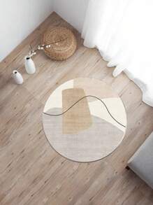 1pc Geometric Pattern Minimalist Nordic Style Area Rug, For Living Room, Study, Bedroom, Indoor Decor, Entryway - Stain Resistant Home Decor, Thick & Soft Crystal Velvet Carpet Door Mat, Washable & Non-Slip, Perfect For Modern Home Decor, Home Carpet