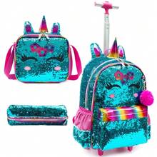 Set de 3 piezas Carrito de cuentas, Mochila con carrito multifuncional, de moda y conveniente, con ruedas, adecuado para niñas. - Tirador con cuentas para mujer - Ver 11