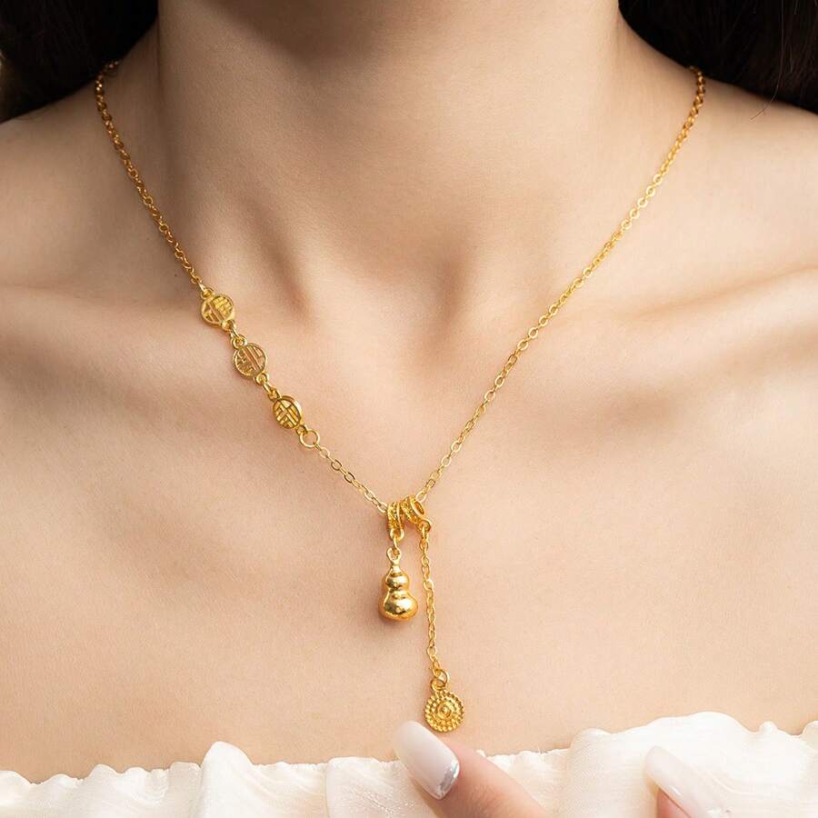 1 Pc Metal Circular Couple Necklace, Suitable For Everyday Wear