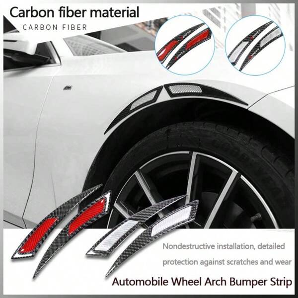 2pcs Car Wheel Eyebrow Anti-Collision Strips, Universal High-Grade Decorative Carbon Fiber Anti-Collision Anti-Scratch Rubber Bumper