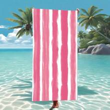 1pc Extra Large Size, Multi-Size, Blue, Navy Blue, Pink, Light Gray, Watercolor Striped, Super Soft Microfiber, Printed, Absorbent Bath Towel, Beach Towel, Essential For Vacation, Beach, Swimming Pool, Gym, MultipurposeTravel Essentials Travel Accessories Beach Essentials