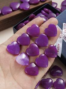 Heart-Shaped Crystal Set - Polished Mini Pocket Stones For Reiki Energy Balance & Meditation - Perfect Valentine's Day Gift For Women With Elegant Gift Box - Màu tím - Xem 8