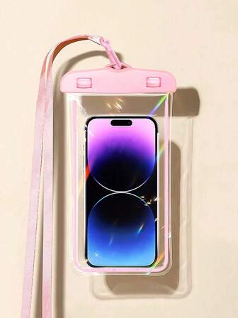 Glow-In-The-Dark & Fluorescent Waterproof Phone Case That Allows For Touch Screen Facial Recognition Unlocking While Swimming Or Drifting. Transparent Sealed Phone Cover For Summer Holiday, Diving, Swimming, Beach Bag, Beach Essentials, Beach Accessories, Pool Float