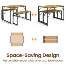 Juego de mesa de comedor de 45.5" para 4 personas, juego de mesa de cocina con 2 bancos, juego de mesa de comedor con estructura de metal y tablero de MDF, rincón de comedor compacto