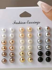 18 paires de boucles d'oreilles simples à perles de fantaisie, ensemble de boucles d'oreilles mode pour femmes, bijoux à clous pour les oreilles