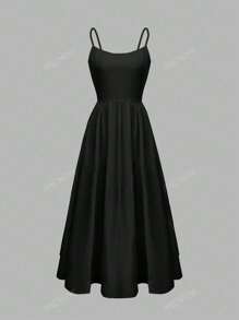 ANCHOSE Elegantes einfarbiges Trägerkleid für Damen, Frühling/Sommer