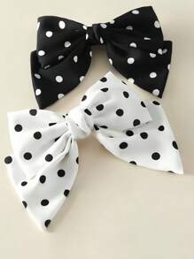 1pc Fabric Hair Clip, Sweet Polka Dot Printed Bowknot Spring Clip Hair Accessory, Suitable For Ponytail, Bun, Wedding And Casual Wear, Claw Clips, Clips For Hair, Hair Slide, Hair Claws