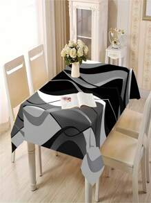 1/20 Stück Schwarz-Weiß Tischdecken, rechteckige Speise- und Kaffeetisch Tischdecken, 3D Optische Effekte, 2D bedruckte Tischdecken, Hochzeitstisch Dekorationen, Heim Dekorationen, geeignet für Picknicks, Camping, Hochzeiten, Geburtstagsfeiern