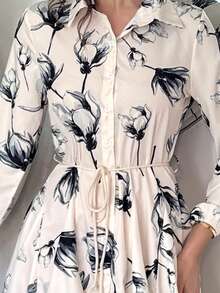 Andrea Bello 随机印花长袖连衣裙度假装女士 - 彩色 - 查看 5