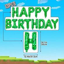 Extra Large Green Plaid Digital Balloon, Pixel Blocks Foil Inflatable Numbers, Suitable For Baby's Birthday Photos, Birthday Party Background Decor, Room Decoration - Multicolor - View 7
