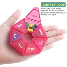 1/2 Pcs Medicine Pill Box, Daily Pill Holder, Portable Travel Pill Container Holder For Pocket Or PurseSuitable For Vitamins/Fish Oil/Pills/Supplements - Arthritis Friendly - Hot Pink - View 7