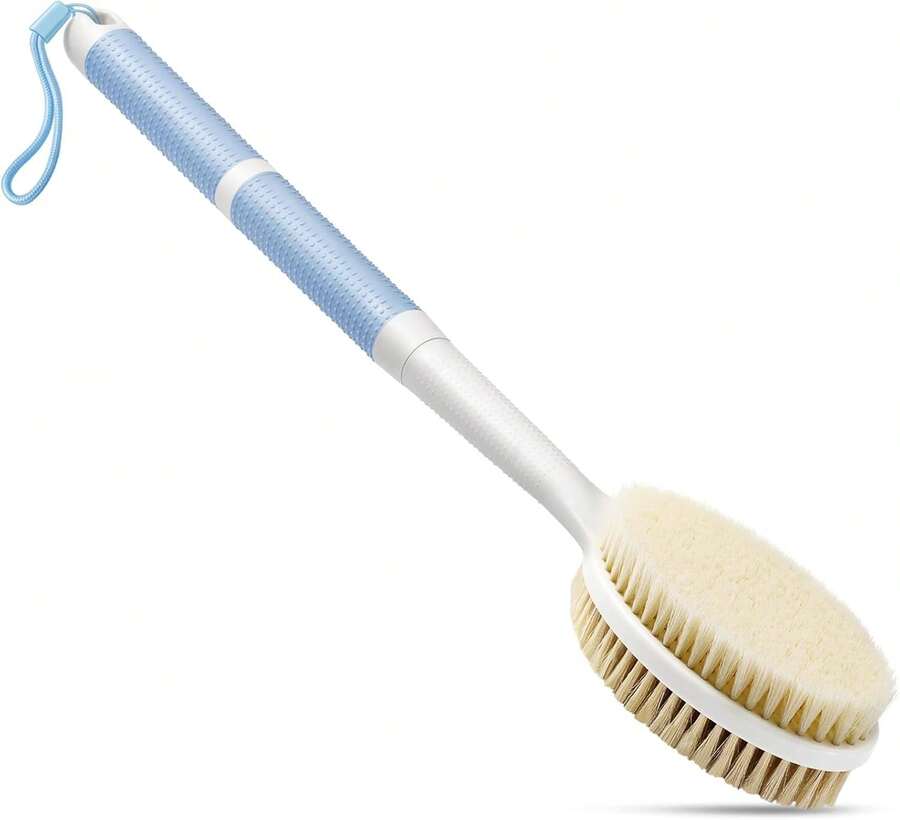 Backski Back Scrubber Anti Slip For Shower With Detachable Brush Head,19 Shower Brush With Soft And Stiff Bristles,Long Handle Exfoliating Body Scrubber For Bath Or Dry Brush. Back To School - White - View 1