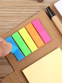 2 pièces/Set Cadeau de rentrée scolaire - Carnet en kraft + Notes adhésives colorées + Stylo combiné, Articles de papeterie portables pour bureau et étudiants, Carnet de rendez-vous, Boîte-cadeau de papeterie pratique