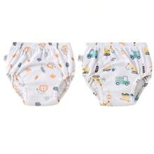 4 pièces Culottes de propreté pour garçons et filles, sous-vêtements d'entraînement conçus, couches d'apprentissage en tissu pour bébé, couches lavables et réutilisables, couches à poche respirantes et imperméables, en matière de polyester, convient aux bébés garçons et filles - Conception d'impression creuse