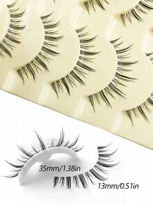 Asiteo 5 Pairs Cartoon Style Transparent False Eyelashes, Natural Criss-Cross Thin Design, Suitable For Cosplay Makeup Tools - 尖尾漫畫款 - 查看 2