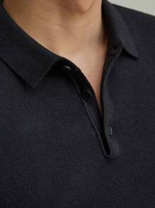 Men's Long Sleeve Polo Collar Knitwear, Versatile For Daily Wear