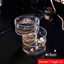 1pc 3/4/5-Tier Acrylic Jewelry Organizer Box With 360° Rotating Compartments, Transparent Dustproof Lid - Multi-Use Desktop Storage For Earrings, Bracelets, Necklaces, Makeup & Accessories - Perfect Gift For Women, Mom For Women Storage Organizer Travel Essentials Gift Back To School