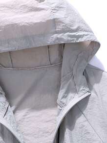 1 pieza Chaqueta cortavientos con capucha, bolsillos con cremallera, cordón ajustable para hombre, de corte slim, ligera y transpirable, para correr, senderismo y ciclismo al aire libre