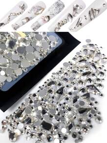 Verpackte ultra-glänzende Nagelkunst Diamanten: Sortierte japanische frische girly Stile, DIY tragbare Nageldekoration für Make-up, Schul-Zubehör, Zuhause/Urlaub/Reise unverzichtbares funkelndes Diamant-Accessoire