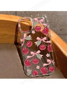 1pc Cute Cartoon Cherry Bow Pattern Phone Case Compatible With Apple Phone 16/11/12/13/14/15/15pro/15 Plus/15 Promax/7plus/8plus/X/Xs Max/Xr/11pro/12pro/13pro/14pro/12mini/13mini/11promax/12promax/13promax/14promax/14plus/6/6s/6plus/7/8/16Pro/16plus/16promax/Galaxy/A54/A14/A12/A13/A15/A32/A33/A24/A52S/S20/S21/S22/S23/S24/S23Plus/S24ultra Waterproof Shockproof Anti-Fall Scratch Resistant - Multicolor - View 2