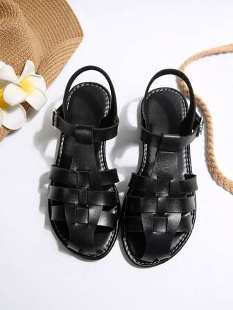 New Woven Retro Pig Pen Sandals For Women, Flat Casual Fashion Popular For Summer