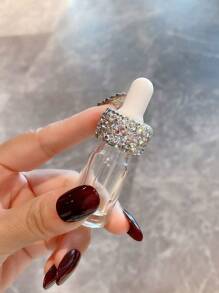 Bottiglietta contagocce in vetro decorata con strass, mini bottiglietta contagocce in vetro trasparente per oli essenziali, campioni e profumi, contenitore vuoto per liquidi cosmetici con contagocce, bottiglia contagocce in vetro trasparente mini portatile per essenze, contenitore da viaggio