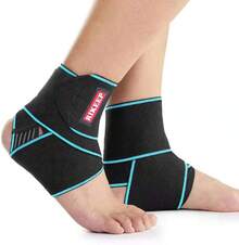 Ankle Support Adjustable Ankle Brace Breathable Nylon Material Elastic And Comfortable,1 Size Fits All, Suitable Sports (Blue 1) - Xanh dương (1 đôi) - Xem 2