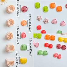 5/10pcs Elegant Mini Geometric Polymer Clay Cutters Set For Earrings & Jewelry Making, Mini Border Frame Embossed Clay Cutter For DIY Pendant & Necklace Handmade, Rectangle Square Triangle Hexagon Star Circle With Lines Polymer Clay Crafting Tools - Geometric - View 10