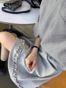 Women's Stylish Short Sleeve Casual Loose Round Neck T-Shirt, Versatile - Grey - View 5