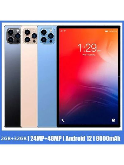 10-Zoll-HD-Tablet, praktisches Business-Tablet mit Android 12, 2 GB+32 GB Speicher V62, Schwarz, Blau, Gold und weitere Farboptionen