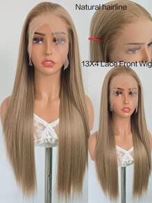 websterwigs Linen Gold Synthetic Lace Front Wig, Pre-Plucked Hairline, Long Straight Golden Blonde Wig, Lace Front Wig, Heat Resistant Synthetic Fiber Wig Suitable For Fashion Women