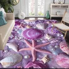 1pc Purple Shell Series Pattern Design Rug, Modern Art Design Floor Mat, Polyester, Non-Slip Backing, Machine Washable, Multifunctional Indoor/Outdoor Use, Home Decor Rug Living Room, Bedroom, Dining Room, Camping - Multicolor - View 16