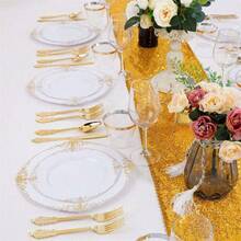 Goldgeprägte Platte, weiße Basis mit goldenem geprägtem Drachenrand, elegantes und luxuriöses Geschirr, geeignet für Geburtstag, Hochzeitsfeier und Weihnachtsessen (in verschiedenen Größen für unterschiedliche Anlässe erhältlich)