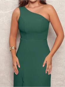 Long Dress With Side Slit Casual Elegant For Events Party Graduation Weddings - xanh quân đội - Xem 3