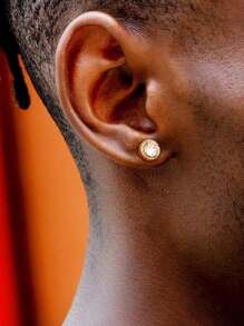 ORAZIO 1 Par de Pendientes de Botón con Circonita Cúbica para Hombre y Mujer, Juego de Pendientes con Poste de Plata de Ley 925 Chapados en Oro de 14K Hipoalergénicos, Redondos y Cuadrados con Circonitas Cúbicas Enchapadas, Pendientes Simulados con Halo de Diamante